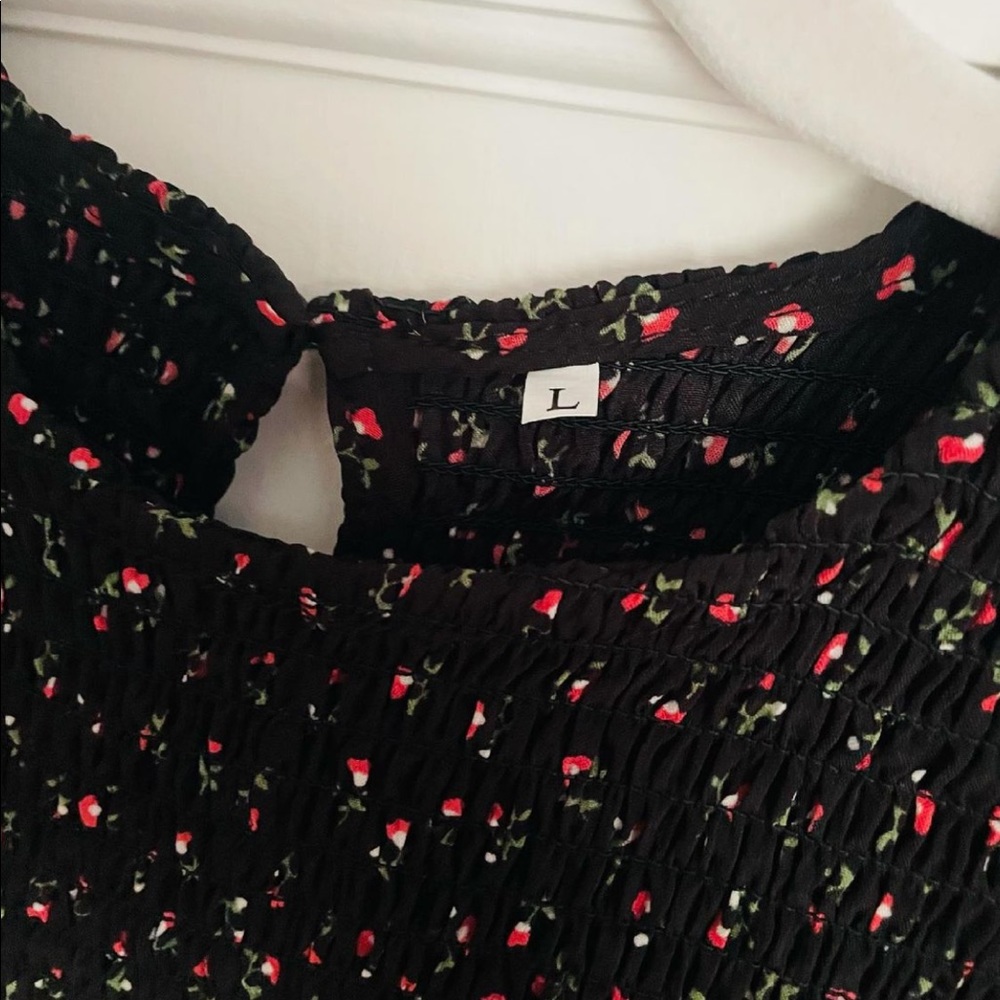 brand new!! black and floral large flowy dress!